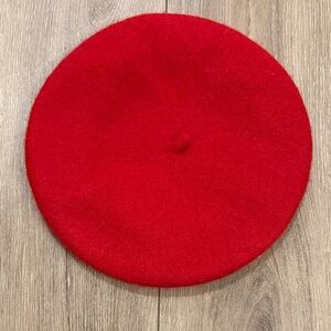 Classic Parisian Wool Red Beret Stretch Hat